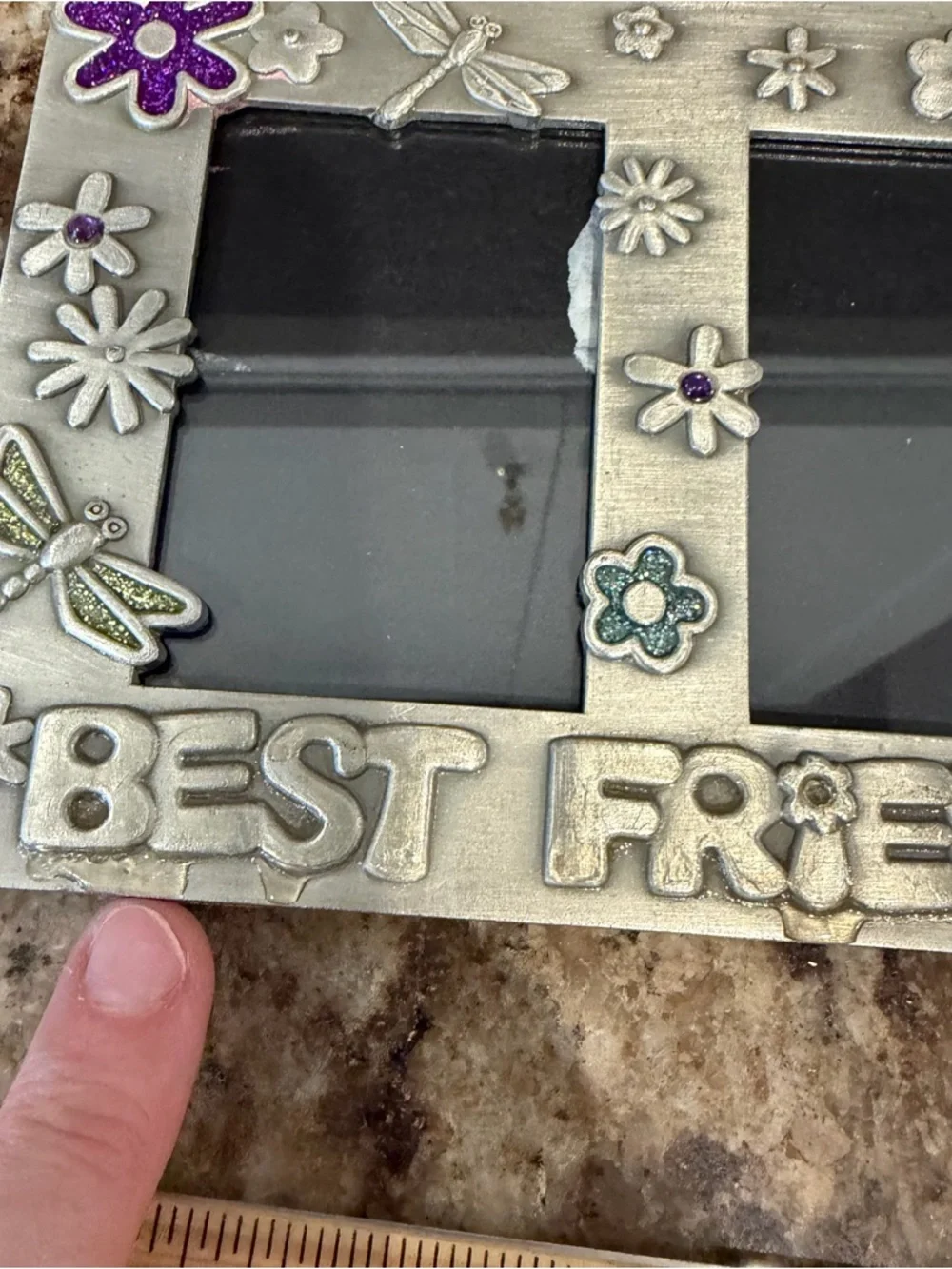 2 Vintage Y2K Best Friends Memories Metal Glitter Enamel 90s Picture Frames